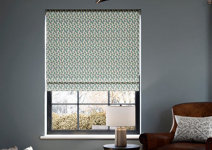 Land & Shore Seedling, Teal - Twist&Fit Roman Blind - Image 3